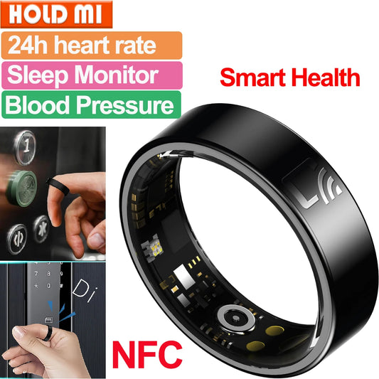 2025 New Smart Ring NFC Ring Health Fitness Tracker Ceramic Health Ring Sleep Tracking Heart Rate Blood Pressure Men Women Gifts