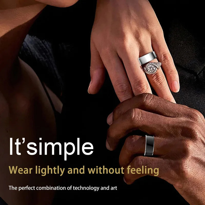 Smart Ring Waterproof Body Monitoring Exercise Heart Rate Blood Pressure Blood Oxygen Detection Magnetic Charging Titanium Alloy