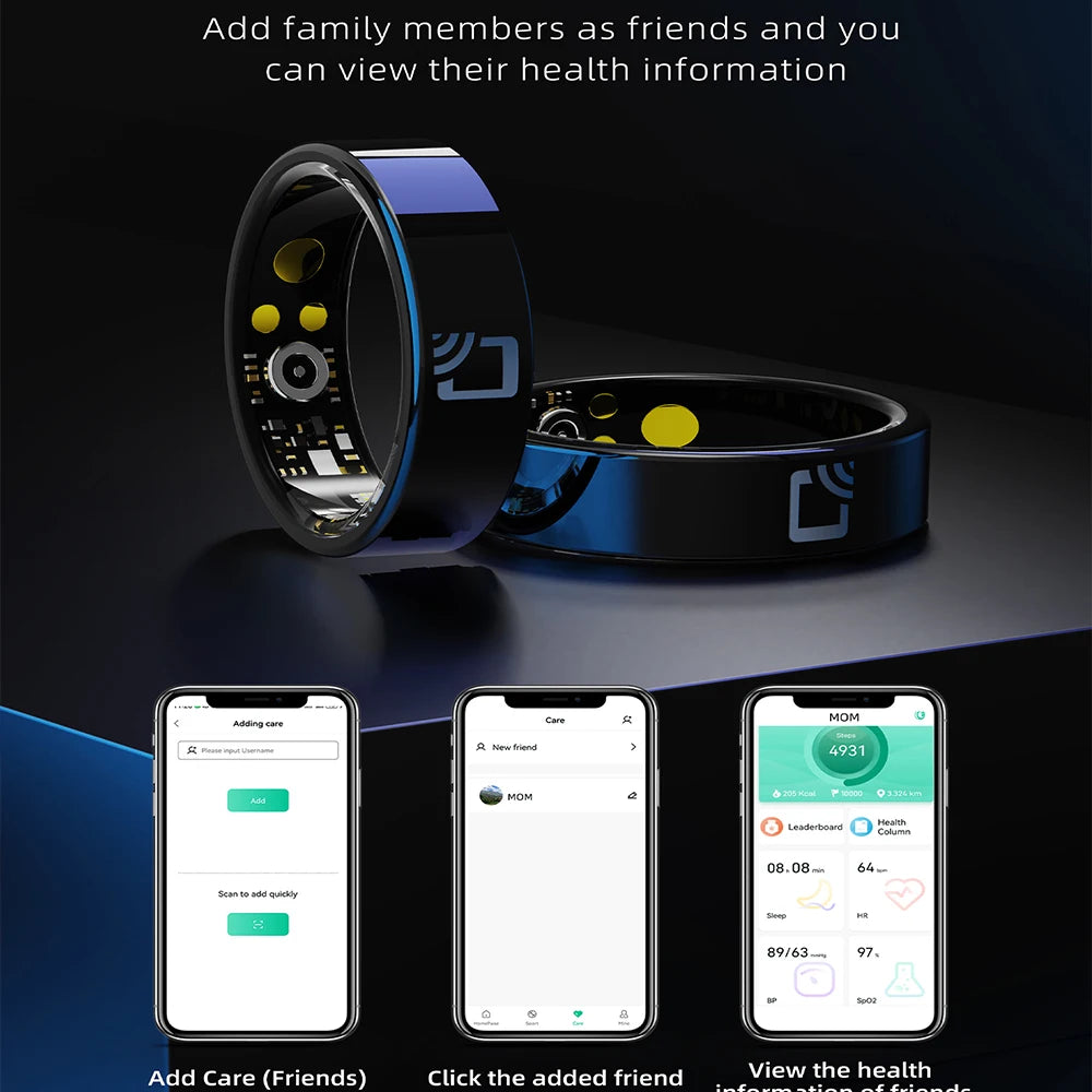 2025 New Smart Ring NFC Ring Health Fitness Tracker Ceramic Health Ring Sleep Tracking Heart Rate Blood Pressure Men Women Gifts