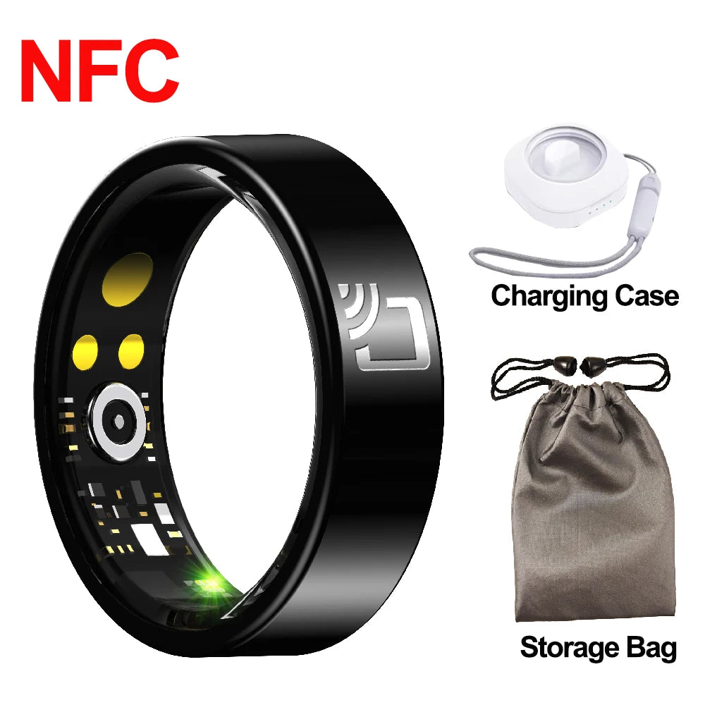 2025 New Smart Ring NFC Ring Health Fitness Tracker Ceramic Health Ring Sleep Tracking Heart Rate Blood Pressure Men Women Gifts