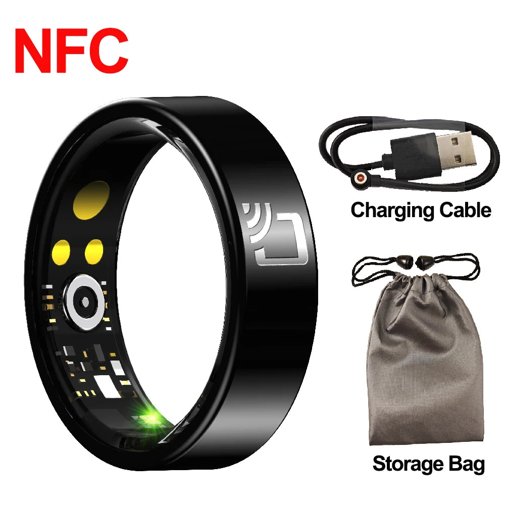2025 New Smart Ring NFC Ring Health Fitness Tracker Ceramic Health Ring Sleep Tracking Heart Rate Blood Pressure Men Women Gifts