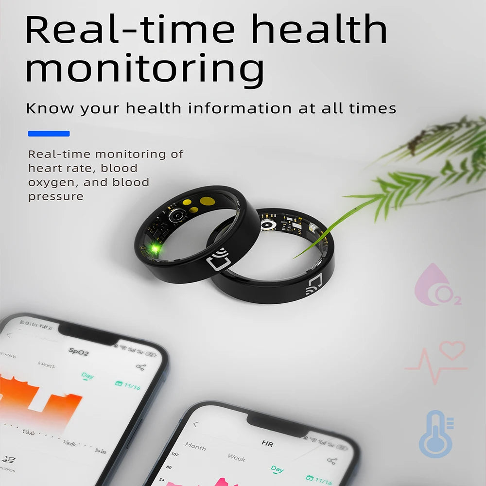 2025 New Smart Ring NFC Ring Health Fitness Tracker Ceramic Health Ring Sleep Tracking Heart Rate Blood Pressure Men Women Gifts